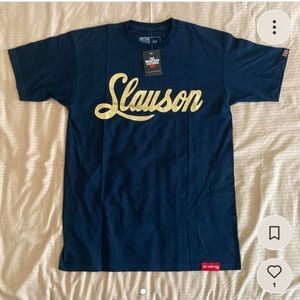 Slauson Gold Lettering Navy Blue T Shirt